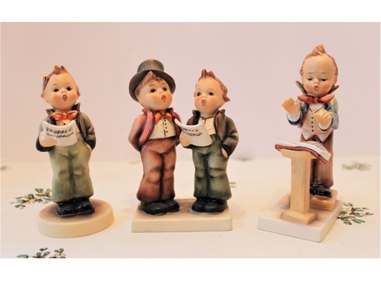 Three Adorable Vintage Hummel Musician Figurines Band Leader, Soloist & Duet