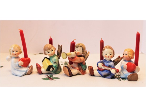 Adorable Vintage Mixed Set Of Five  Hummel Angel Candle Holders