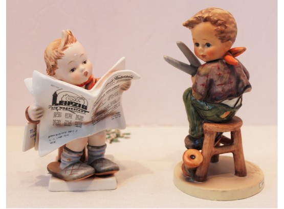 Two Vintage Hummel 'Latest News' 70th Anniversary Edition & 'Little Tailor' Figurine