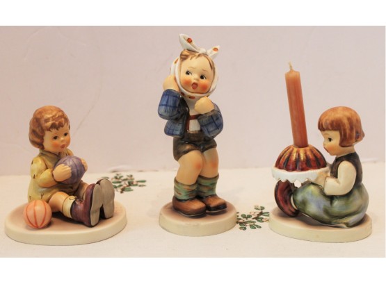 Vintage Hummel Trio, Club Edition 632 At Play, Boy With Toothache & Birthday Cake Figurines