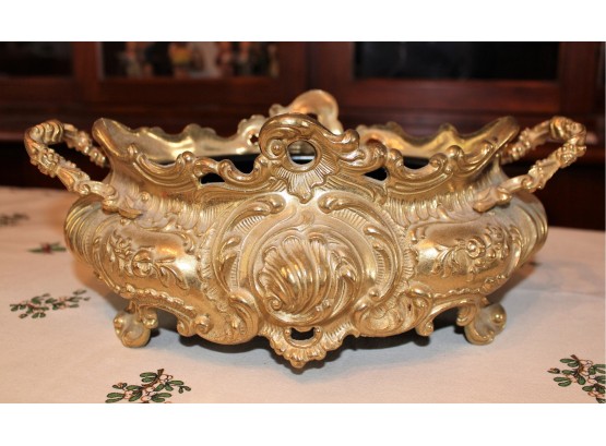 Ornate Brass Oblong Planter/Dish W/Insert