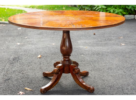 Lilian August Round Parquetry Inlaid Dining Table (Retail $1,399/See Original Receipt Photo)