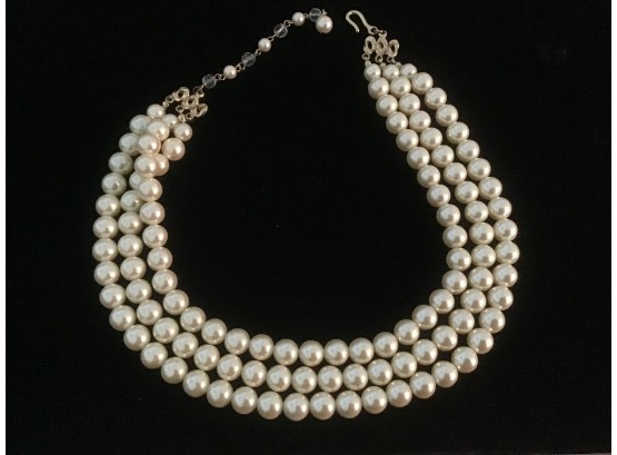 Triple Strand Pearl Necklace