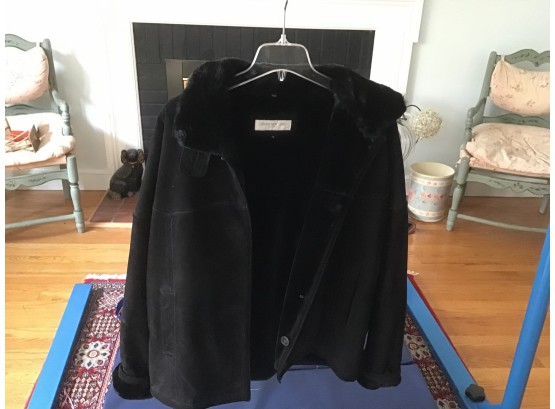 Jones New York 'Sport' Black Suede/Leather Jacket - Size Medium