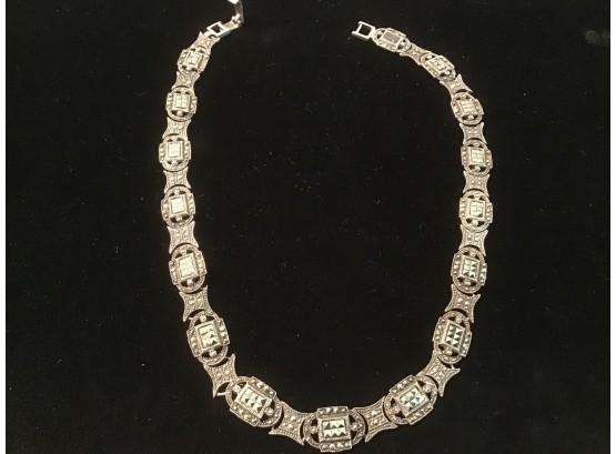 Vintage Sterling Silver And Marcasite Necklace