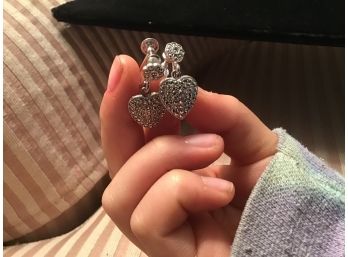 Sterling Silver And Marcasite Heart-Shaped Earrings