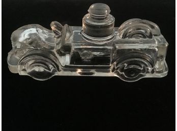 Vintage Fire Engine Glass Candy Container With Driver