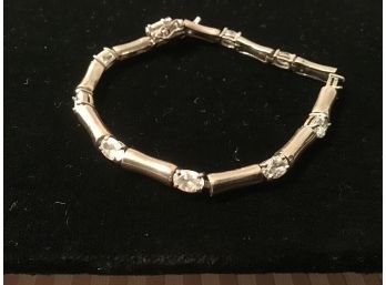 Sterling Silver And Clear-Stone Bracelet