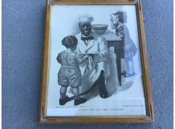 Cream Of Wheat Framed Black And White Print, 'First Aid To The Injured'