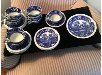 Spode Blue And White 'Tower' China Including Plates, Cups And Saucers, Etc.