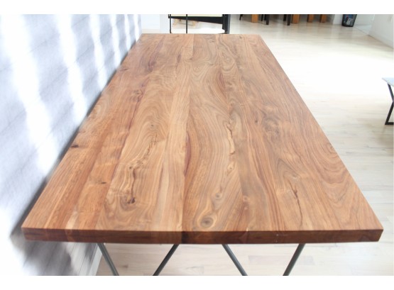 HUGE Wood Top + Steel Base Dining Table