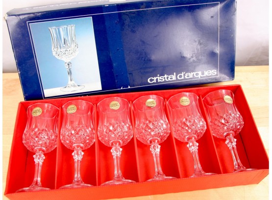 6 Cristal D'Arques Longchamp 17.5 Cl Stemmed Crystal Wine Glasses - France #4