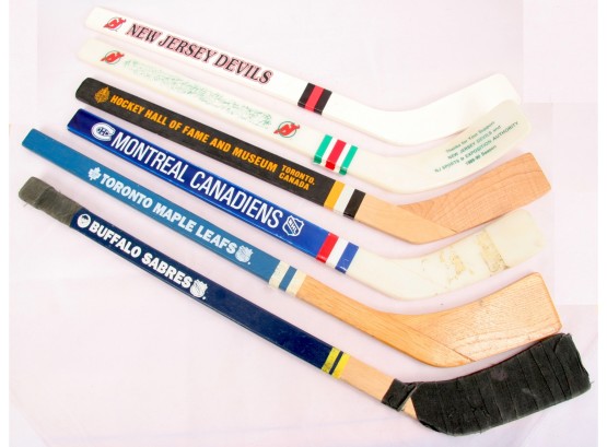 Lot Of 6 Souvenir Mini NHL Hockey  Sticks