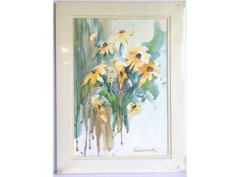 Charlotte Movalli (1914-1992) - Original Watercolor - Yellow Flowers