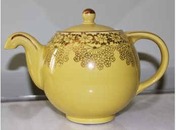 Vintage Hall China Teapot Yellow Trimmed In Gold