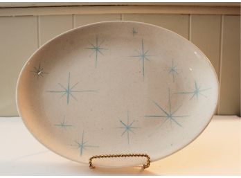 1950's Mid Century Royal Chine 'Celeste'w/Blue Stars  Atomic Pattern 10 X 13 Oval Platter