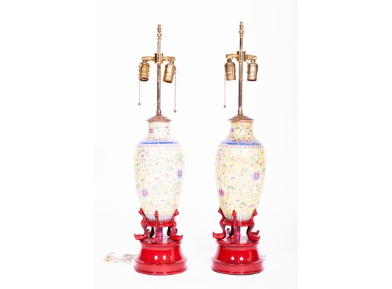 Pair Of Chinese Urn Lamps
