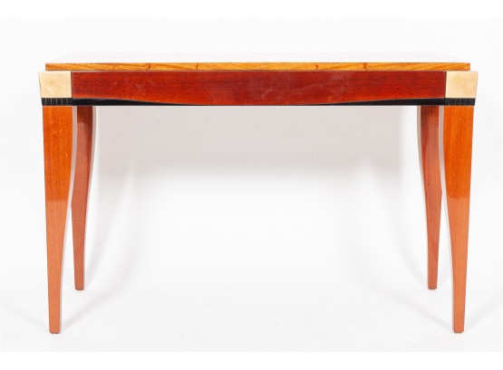 Art Deco Console Table With Walnut Top & Contrasting Woodwork Details