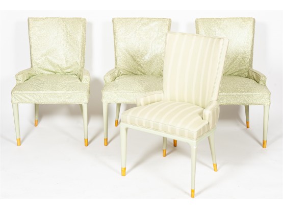 Set Of Four Mid-Century Modern Slip-Covered Dining Chairs
