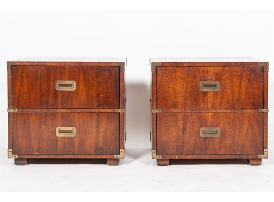Pair Of Vintage Henredon Campaign Style Night Stands