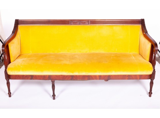 Antique Neoclassical Sofa In Canary Yellow