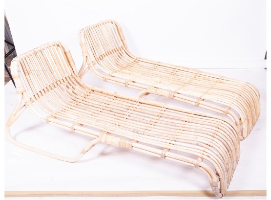 Pair Of Vintage Bamboo Patio Lounges