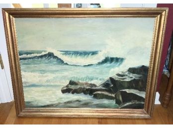 Beautiful Vintage Oil Painting ~ Ocean ~ Vibrant Colors