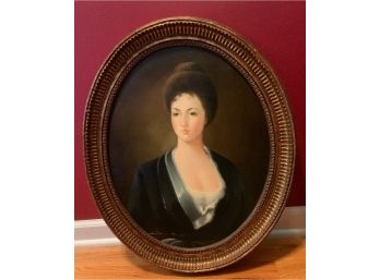 Beautiful Oil Painting ~ Lady In Oval Frame ~ Signed