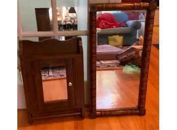 Wood Medicine Cabinet W/Wall Mirror