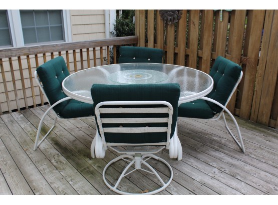 Winston Glass And Metal Patio Table With Four Chairs