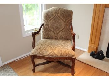 Arm Chair With Wooden Carved Detail
