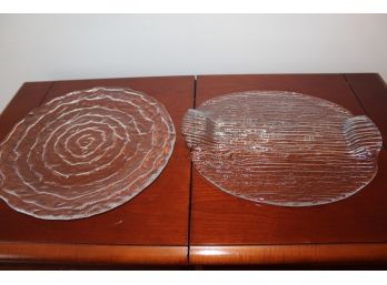 Two Heavy Art Glass Serving Plates