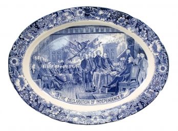 Large Vintage Liberty Blue Declaration Of Independence Platter