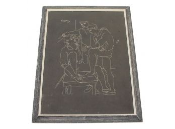 Mid-Century Picasso Reproduction Of A 1925 B/W ????? Lithograph