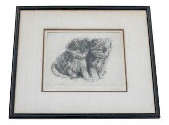 Vintage Signed Titled 'Just Kittens' By Sterner Engraving Etching Framed Print 39/100