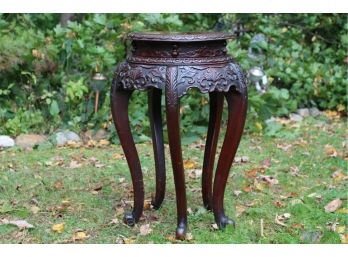 Vintage Carved Wood Chinese Mahogany Pedestal Stand
