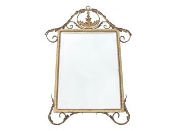 Contemporary Version Of Classic Gilt Metal Decorative Beveled Wall Mirror