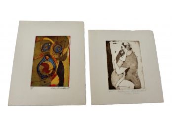 Lola Breidbart Mid-Century Modern Artist Proof Print And 'Embrace' Golda Meir