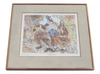 Vintage Framed Hand Tinted Engraving 'The Musicians' By R. Dollinger 5/40
