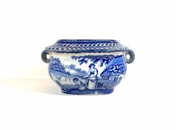 Antique Flow Blue Sugar Bowl