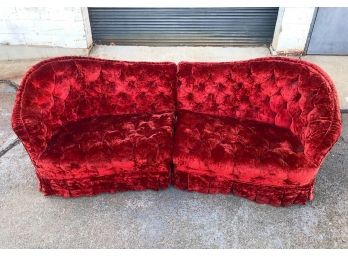 Antique Victorian Two-Piece Red Velvet Sofa