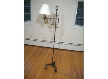 Lovely Vintage 1930's Wrought Iron Floor Lamp W/Shade (rewired) GREAT LAMP !