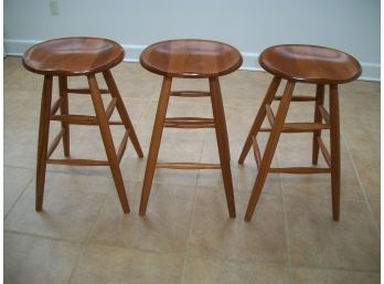 Three HIGH QUALITY Rotating R.H. Le Mieur 'Saddle Seat' Stools - Lovely Set !
