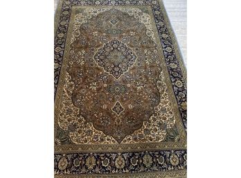 Very Fine Antique Hand Woven Persian Carpet In Olive Green, Navy & Cream 86' X 128'