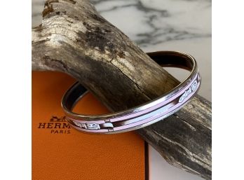 Hermes Paris 70mm Pink Enamel Bangle Bracelet