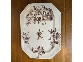 Antique 1884 Octagonal Aesthetic Movement Staffordshire KENILWORTH Transferware Platter