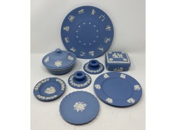 Lot/8 Vintage Blue & White Wedgwood Jasperware
