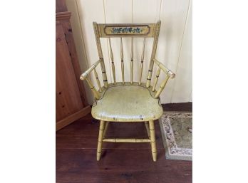 Antique Hand Painted Yellow Spindle Back Chair