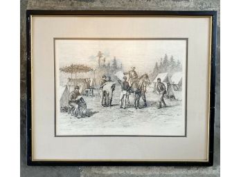 Edwin Forbes American 1839-1895 Etching Civil War Newspapers N Camp Signed 1876