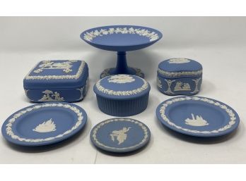 Lot/7 Vintage Blue & White Wedgwood Jasperware 1960s-1970s